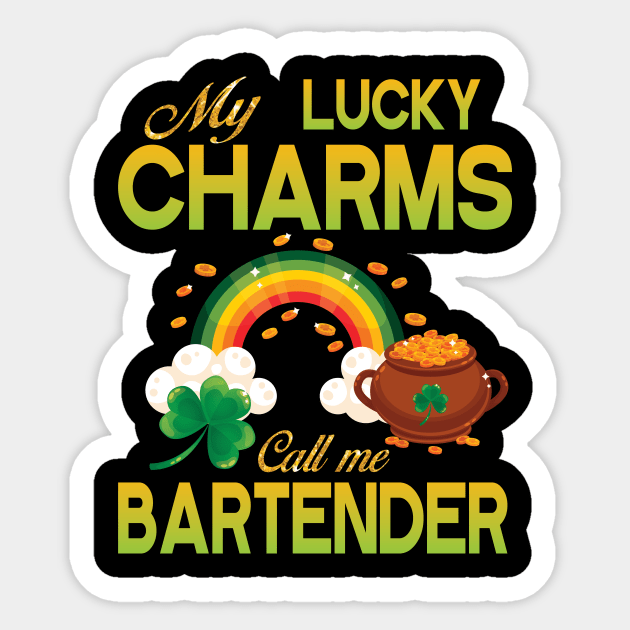 St Patrick Gold Shamrocks My Lucky Charms Call Me Bartender Sticker by bakhanh123